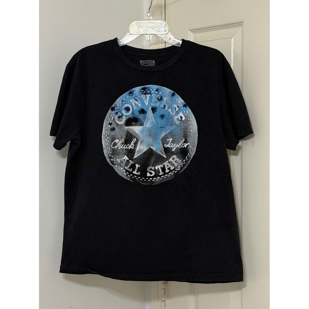 Converse All Star Chuck Taylor Graphic T-Shirt Mens sz M Black Blue Tee Retro